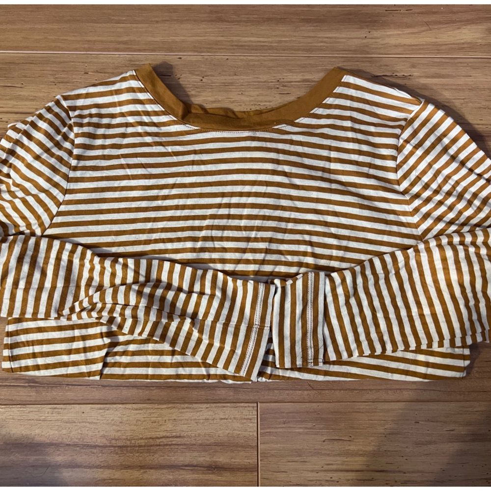 Loft mustard yellow, and White Striped Top